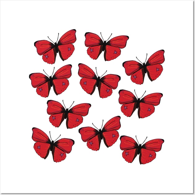 Red Butterfly Spring Art Wall Art by Manitarka